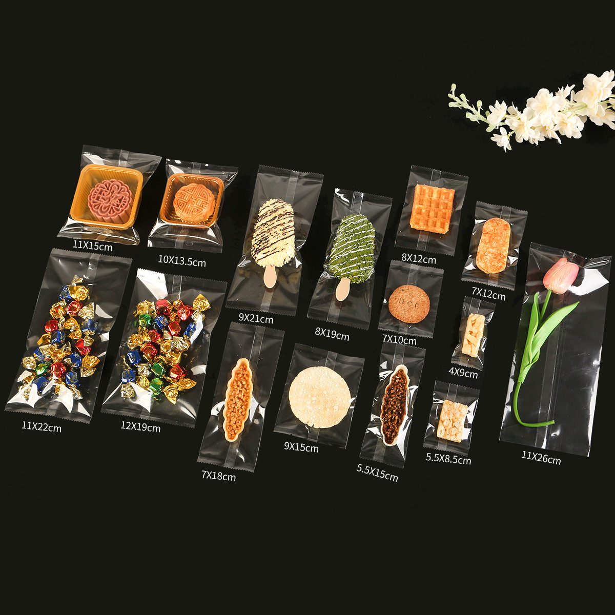 高清亮面透明包装袋食品级零食糖果中封袋月饼烘焙机封袋现货批发