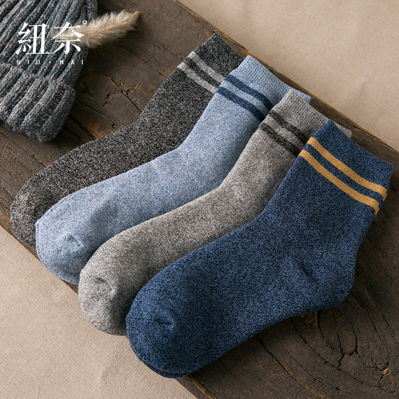 纽奈袜子男士毛巾袜冬季保暖加绒加厚毛圈中筒棉袜秋冬款袜子男