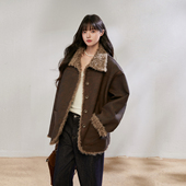 复古皮毛一体外套女秋冬季 King Prince美式 羊羔毛双面穿机车服潮