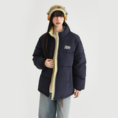 King Prince撞色内里贴布绣羽绒服男女潮流宽松百搭情侣上衣冬