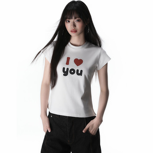 King ILOVE爱心字母logo印花T恤女宽松显瘦百搭上衣 Prince夏季