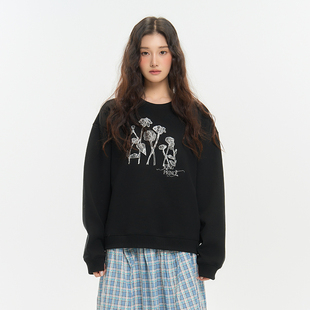 花卉刺绣休闲百搭减龄套头卫衣宽松上衣女 新款 King Prince春季