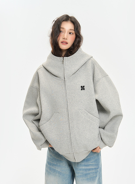 King Prince高领开衫空气层卫衣连帽上衣男女秋冬加厚情侣装外套