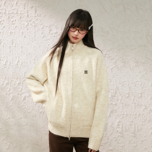 新款 King 毛衣春季 立领开衫 情侣潮流宽松保暖毛衣外套 Prince美式