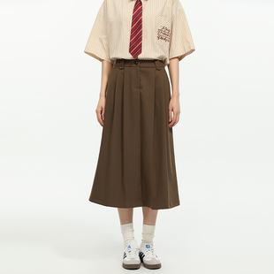 King 伞裙半裙学院风 Prince半身裙女磨毛高腰显瘦直筒a字裙子西装
