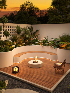 阳台造景不锈钢花箱坐凳座椅露台发光坐凳户外休闲庭院种植箱定制