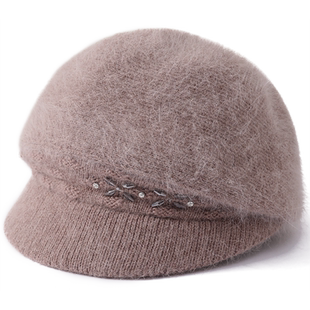 中老年人女款帽子妈妈秋冬季保暖贝雷帽冬天老人奶奶老太太毛线帽