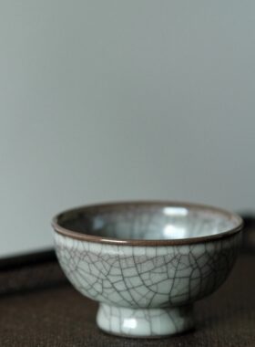 【土人斋】陈卫星 哥窑 敛口盏 五大名窑哥窑陶瓷主人杯茶杯茶盏