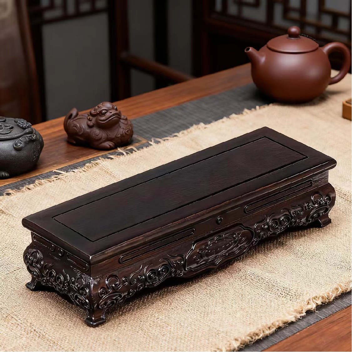 实木莲花佛像底座供奉台桌