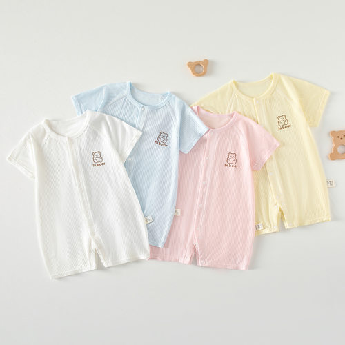 莫代尔婴儿衣服短袖包屁衣夏季薄款空调服夏天男女宝宝连体衣夏装