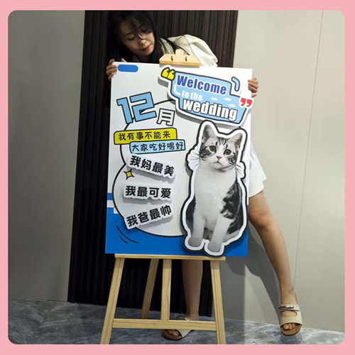 宠物结婚婚礼接亲迎宾牌立牌定制户外酒店商场拍照背景墙活动装饰