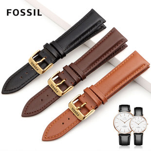 Fossil化石真皮手表带 男表链头层牛皮针扣款皮带配件18 20 22mm