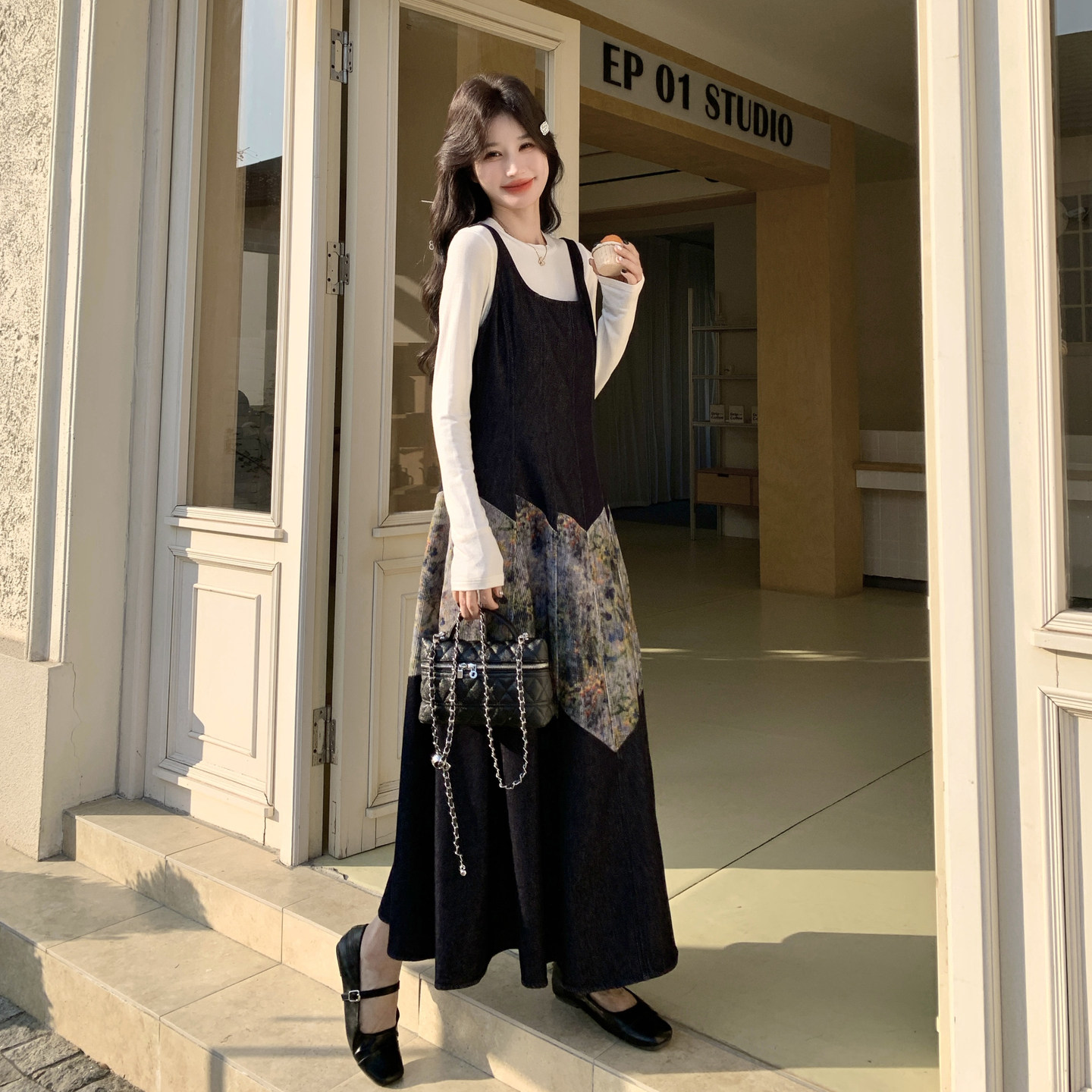 【现货26春新款】牛仔印花拼接裙套装2B233-9827-P175控278,女装套装/套裙,2B233