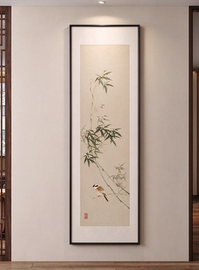 竹子玄关挂画宋代美学竹报平安入户走廊过道装饰画新中式茶室壁画