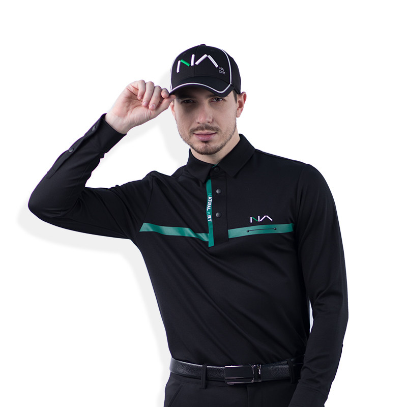 NA高尔夫男士t恤长袖球服新款时尚高弹面料 男款夏装显瘦运动polo