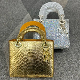25新款蟒蛇皮手提包女士休闲百搭真皮单肩斜跨包时尚潮流戴妃女包