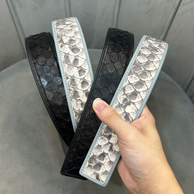 2025新款蟒蛇皮腰带男士休闲百搭真皮带时尚潮流高档无头裤带条