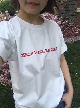 秒杀！自制 人手一件Slogan T字母简单百搭女孩白色上衣T恤18夏新