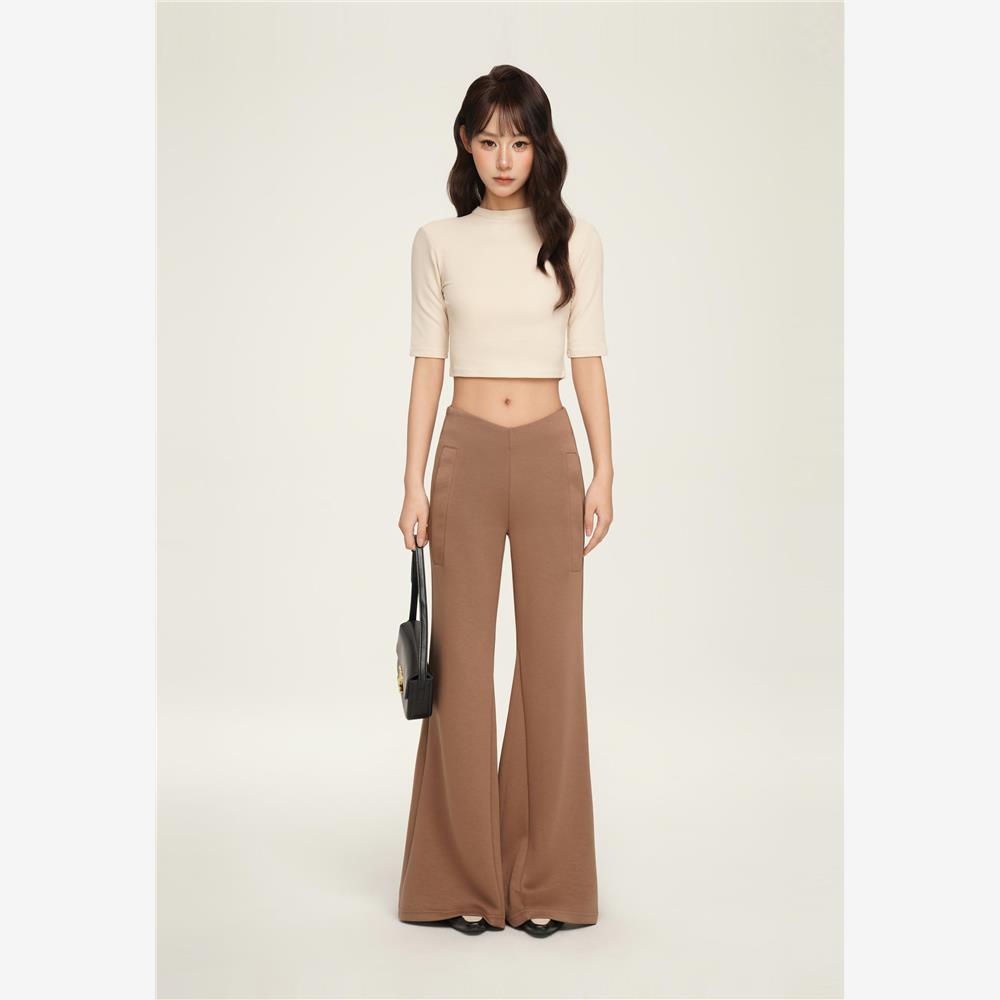 AWMUMU微喇叭西装休闲裤女夏季新款中低腰宽松垂感拖地辣妹长裤女