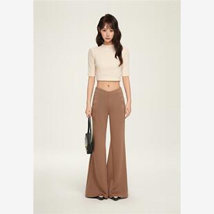 AWMUMU微喇叭西装休闲裤女夏季新款中低腰宽松垂感拖地辣妹长裤女