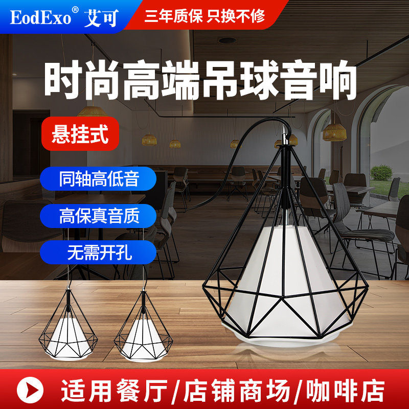 吊球音响商店铺网红款工业风悬挂式音箱室内背景音乐明装喇叭套装