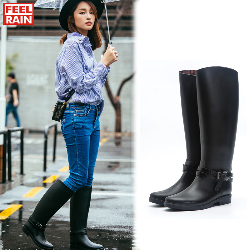 时尚高筒女士雨靴成人雨鞋长筒防水防滑水鞋高帮韩国马靴水靴潮