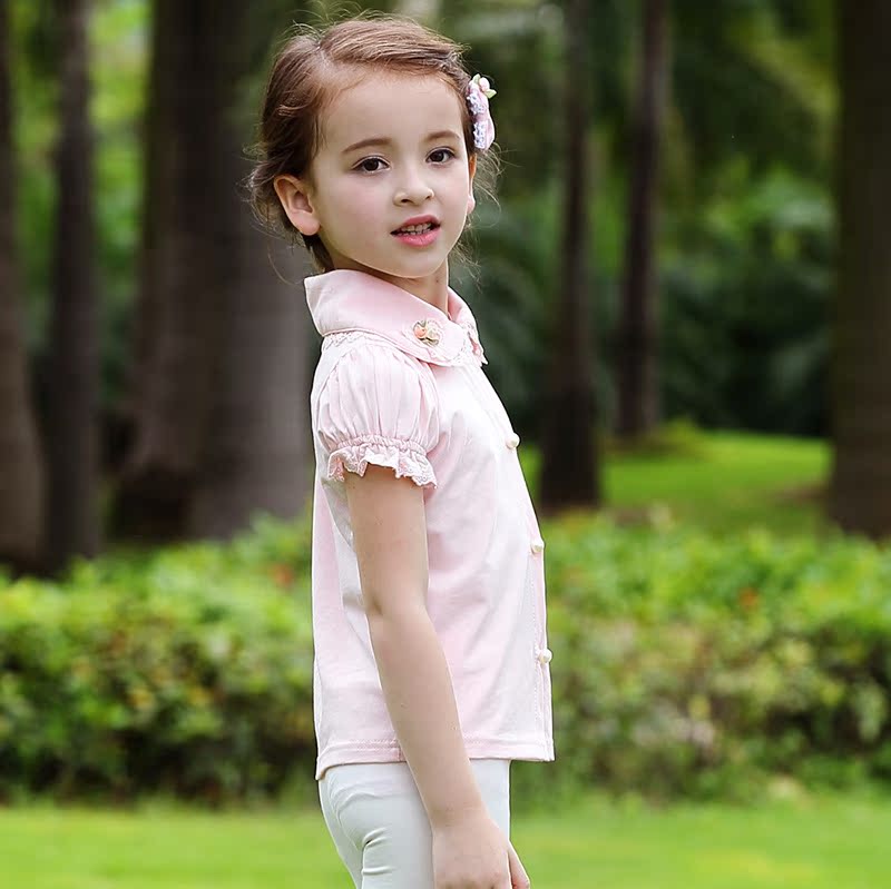 Chemise fille à manche courte en coton - Ref 2086413 Image 4