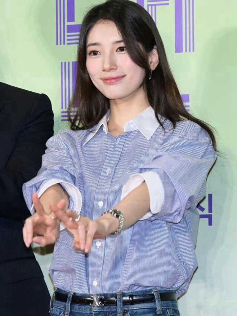 衬衫裴秀智同款设计感条纹职业