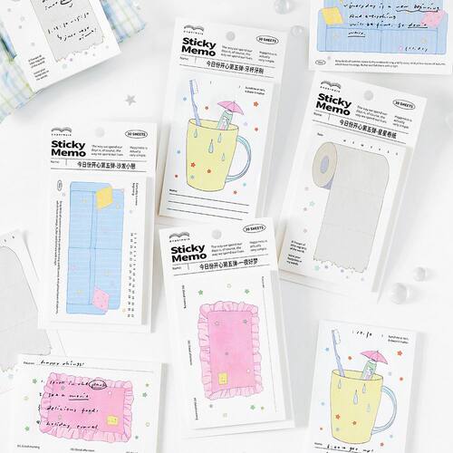 PaperMore便利贴 今日份开心五弹便签有粘性手帐墙面装饰留言备忘
