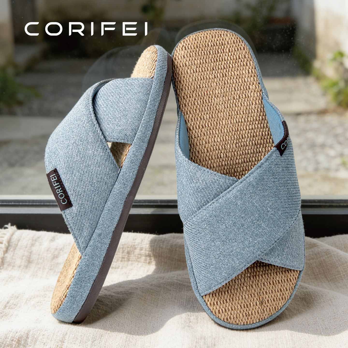 家丽芙2026新款简约风亚麻拖鞋男士居家四季防滑不可机洗棉麻拖鞋