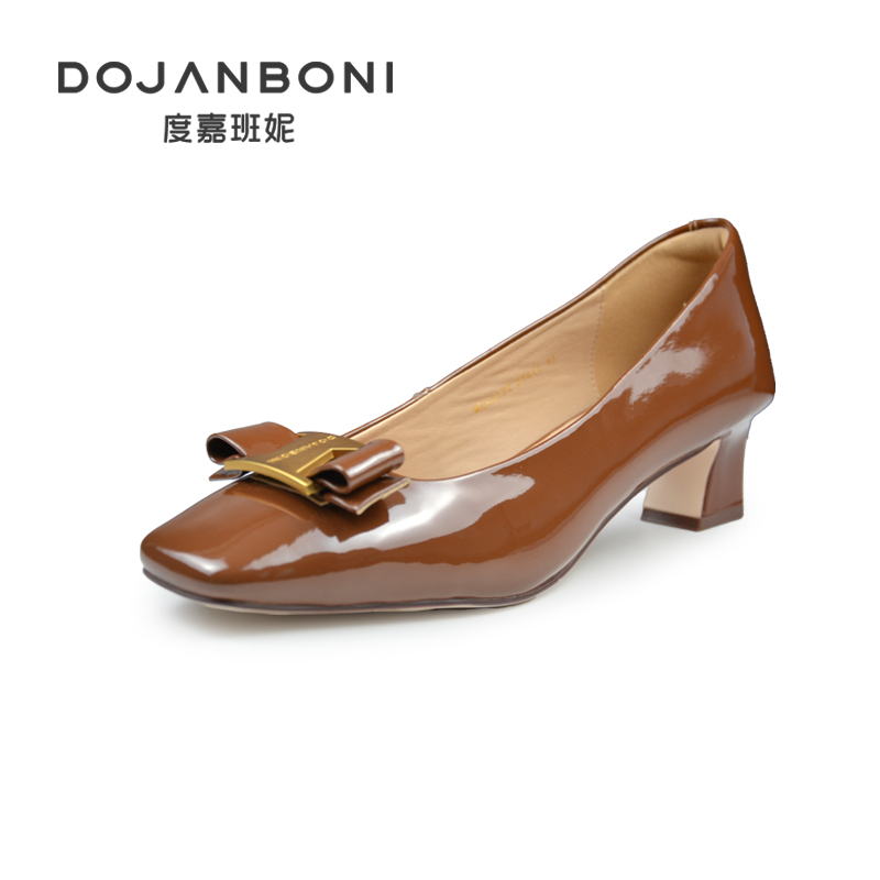 度嘉班妮单鞋时尚蝴蝶结牛漆皮