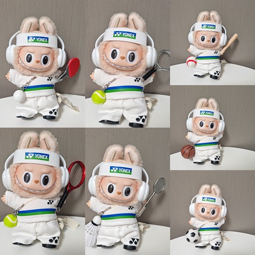 拉布布羽毛球网球服套装衣服男女帽子一二三代labubu娃衣运动服