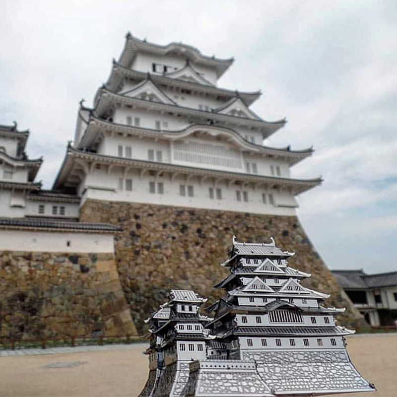 爱拼 金属diy拼装模型3d免胶立体建筑拼图 日本印象系列之姬路城