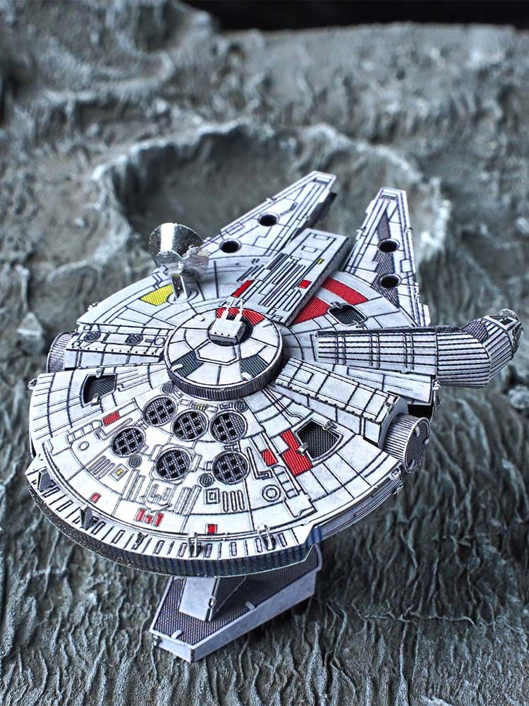 爱拼 全金属不锈钢diy拼装模型3d迷你 彩色千年隼号