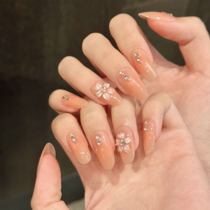 纯手工美甲清透穿戴甲杏仁短椭圆