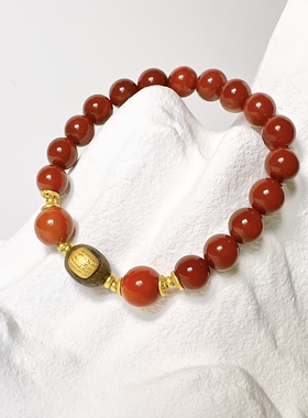 天然南红玛瑙手链女沉香路路通复古中国风手串五条经情人节礼物