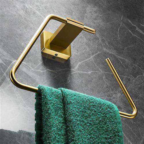 摩豪北欧打孔黄铜实心毛巾架毛巾环纸巾架卫生间浴巾架浴室衣帽钩