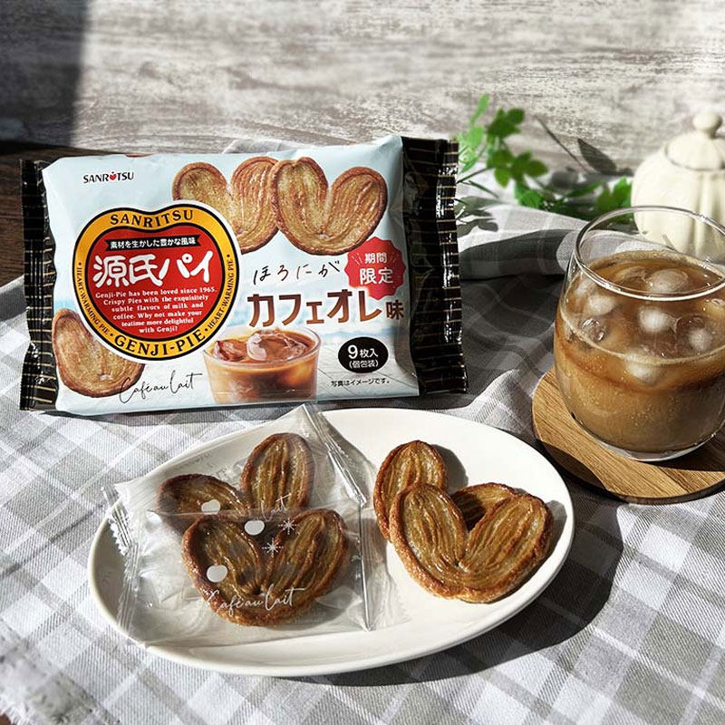 日本进口三立Sanritsu源氏饼干咖啡味限定款蝴蝶酥酥脆休闲零食