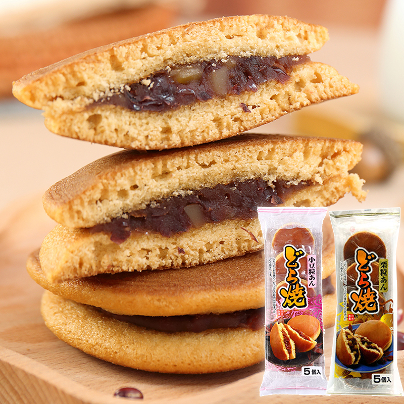 日本零食日吉制果栗子红豆抹茶夹心铜锣烧休闲食品糕点5个入300g