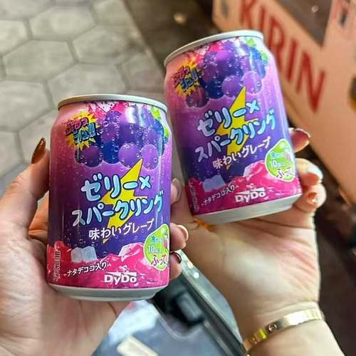 日本进口达亦多Dydo饮料椰果葡萄味碳酸饮料罐装280g