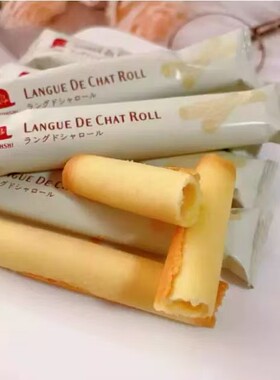 日本进口红帽子黄油奶味鸡蛋卷猫舌棒零食饼干点心盒装(8枚装)