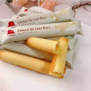 日本进口红帽子黄油奶味鸡蛋卷猫舌棒零食饼干点心盒装(8枚装)