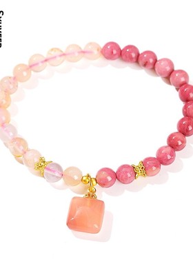 天然红纹石樱花玛瑙甜美风手链