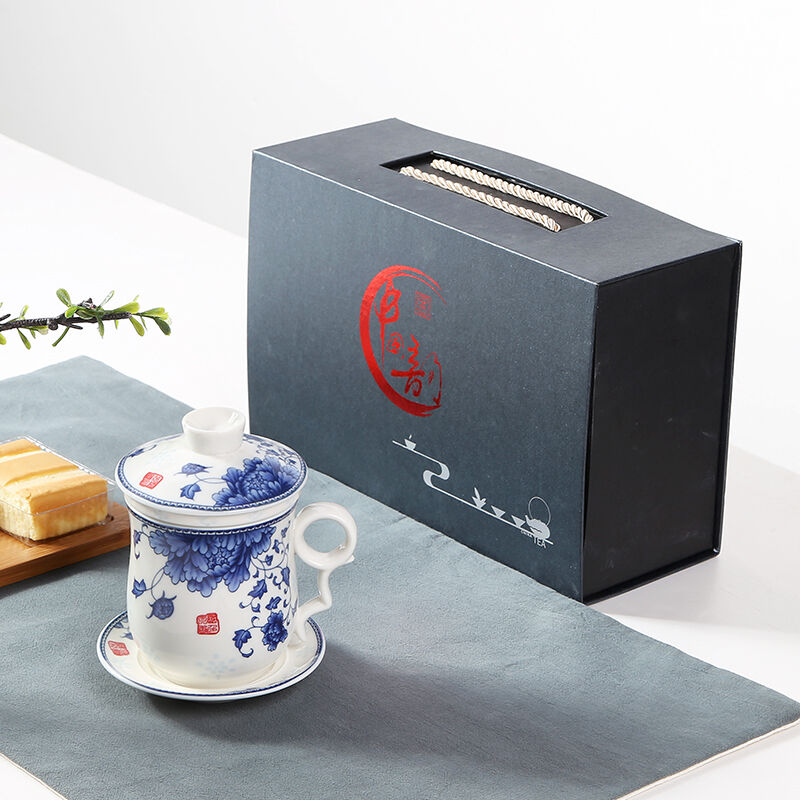 琪馨边陶瓷茶杯带盖过滤瓷器泡茶杯子家用个人水杯办公会议礼盒礼
