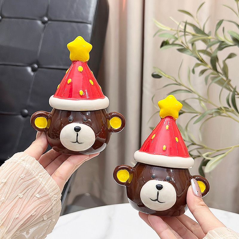 布莱熊牙签筒高档陶瓷牙签罐创意桌面装饰摆件高颜值牙线棉签盒