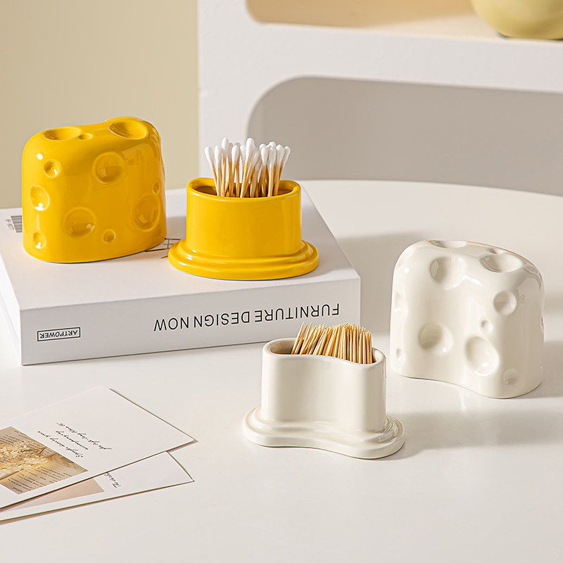 轻奢高颜值奶酪牙签盒家用创意高档牙签筒棉签收纳盒牙线盒牙签罐,收纳整理,牙签盒,淘宝优惠券,粉丝福利购,淘宝优惠卷