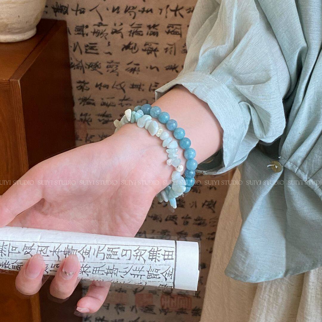 SUIYI 天然石手串女森系碎石小清新串珠手链小众设计学生叠戴配饰
