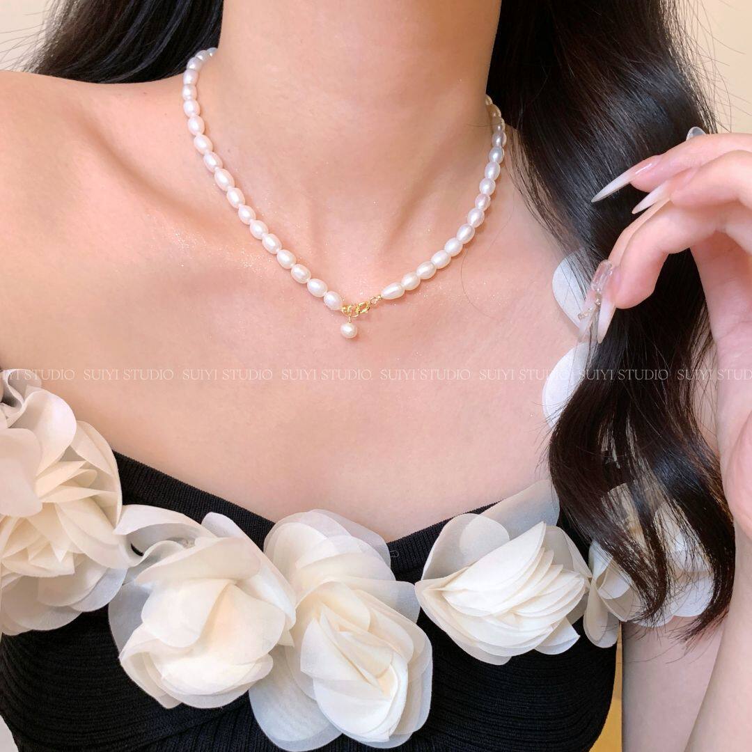SUIYI 天然淡水珍珠项链女简约轻奢高级感小米珠锁骨链送闺蜜礼物