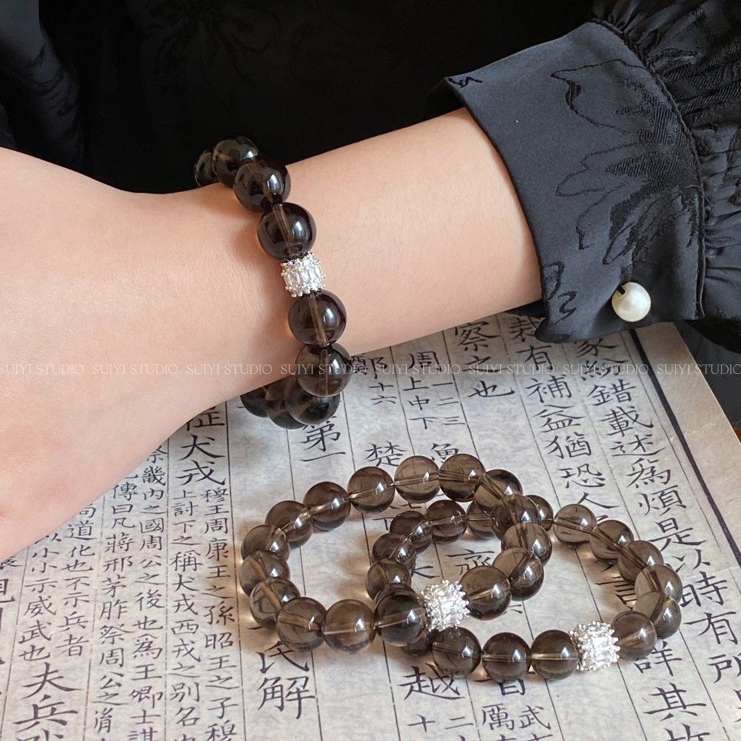 SUIYI 清欢 原创设计天然茶水晶手串显白单圈烟晶手链 送闺蜜礼物