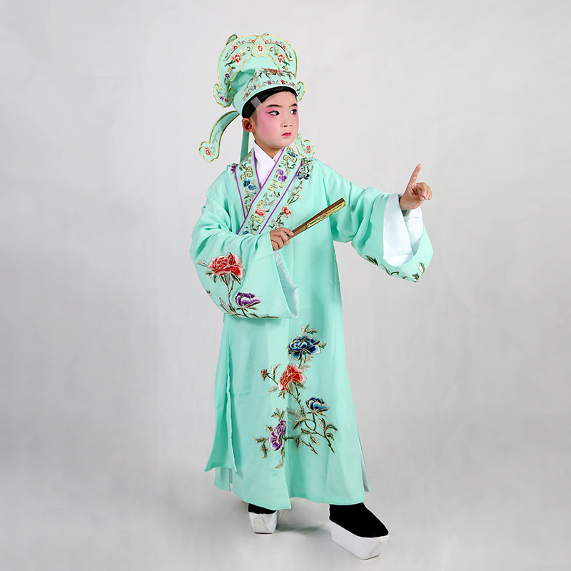 京剧戏曲小生衣儿童越剧戏曲小生服装H戏服表演四大才子小孩戏服
